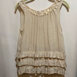 CIEL TOP CREME GAUZE :RUFFLED BOTTOM SZ S POLY